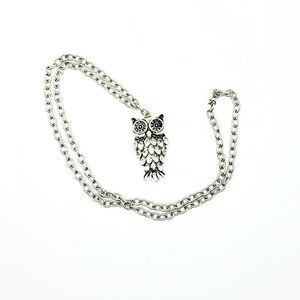 Silver owl 26 inch necklace